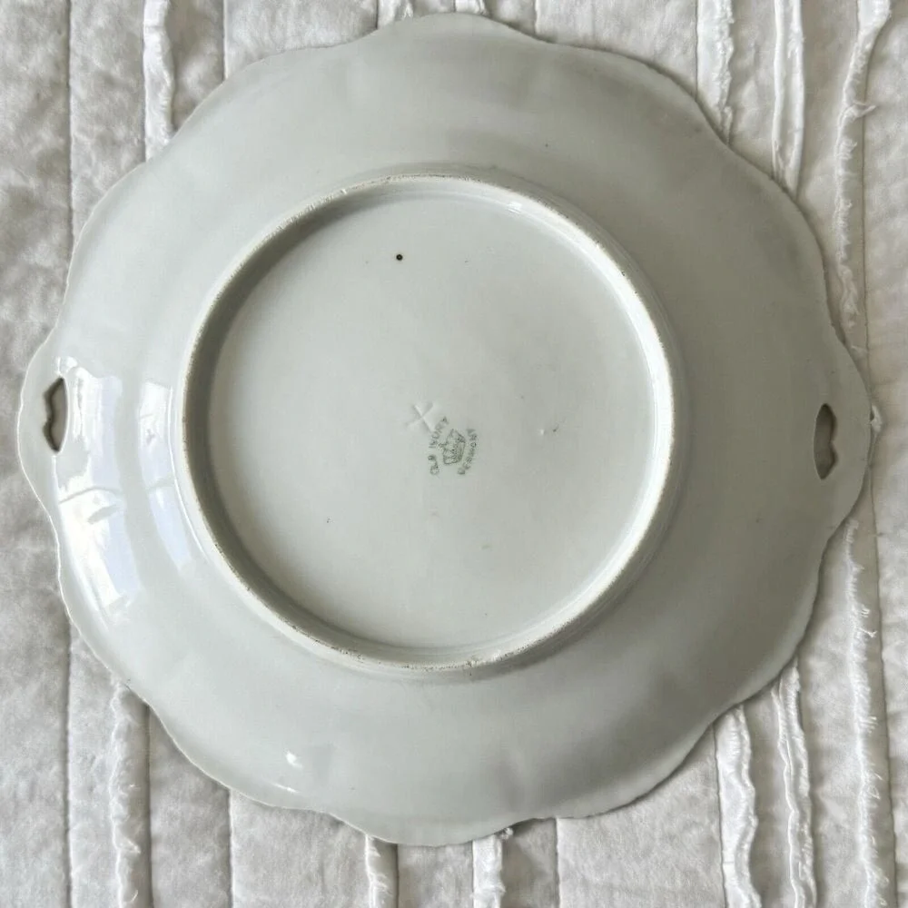 Cottage Germany Floral Plate Grandma Shabby Chic Tab Handled   10